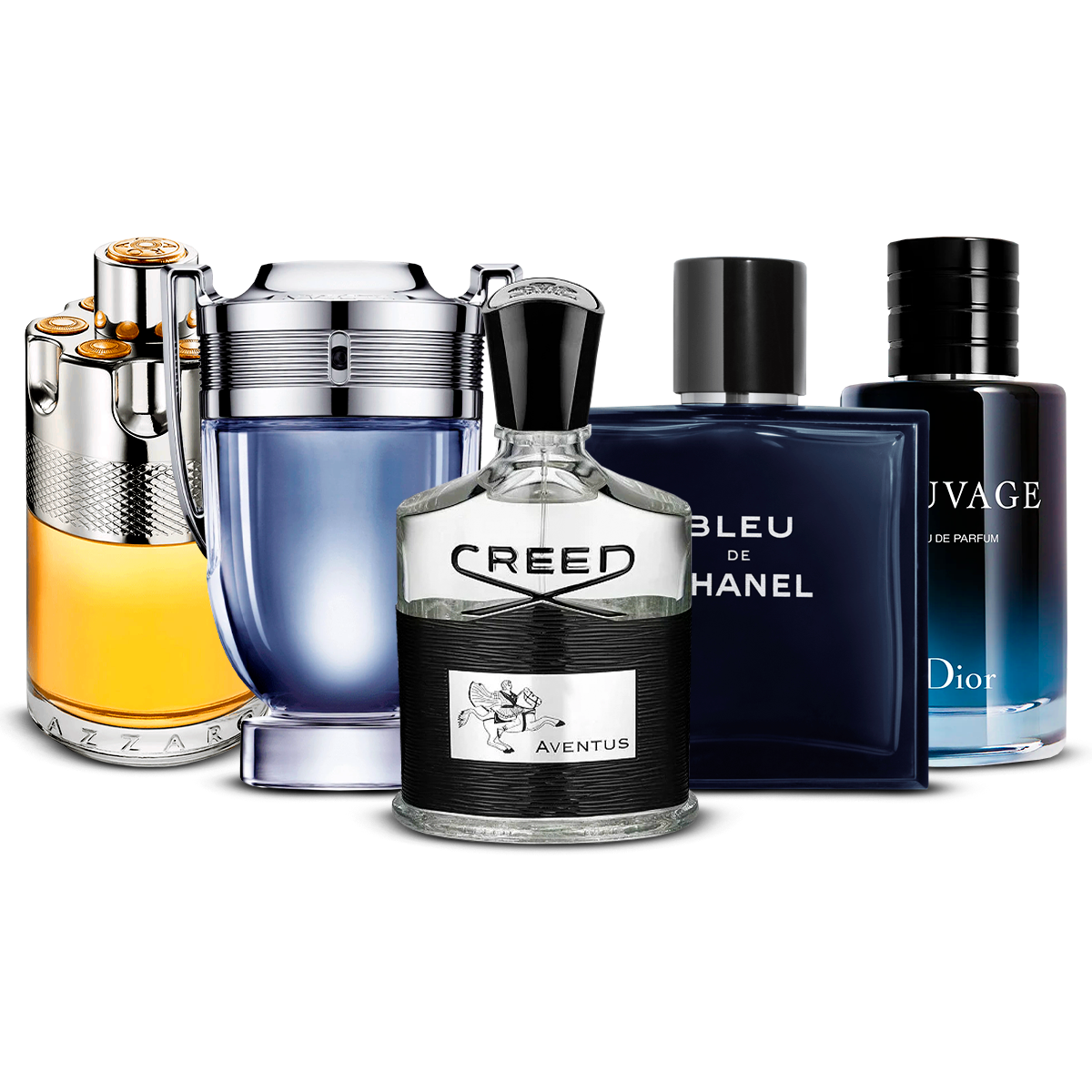 Set di 5 profumi – Azzaro Wanted, Invictus, Creed Aventus, Bleu de Chanel e Sauvage